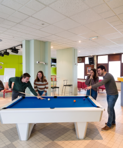 International students in a common room