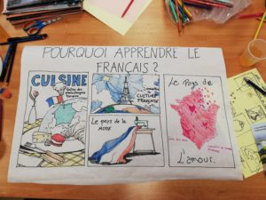 Poster créé dans un atelier créatif sur pourquoi apprendre le français 