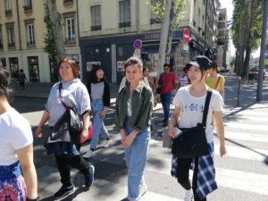 Students on a cultural outing in Lyon, France