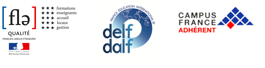 Etiqueta del logotipo Qualité FLE, DELF et DALF, miembro de Campus France