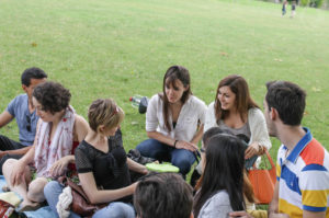 International students having a picnic