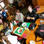 students eating during a cultural outing